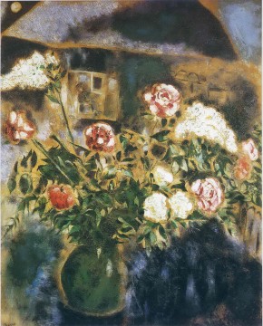 Pivoines et lilas contemporain Marc Chagall Peinture à l'huile